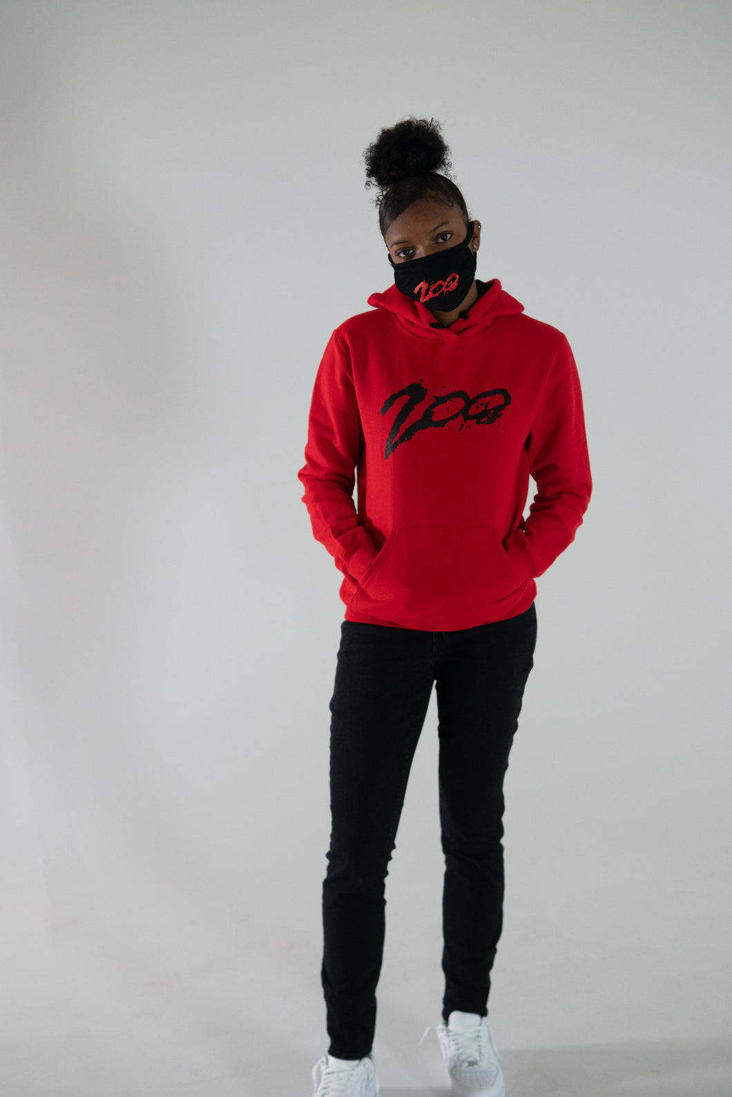 Red & Black hoodie.